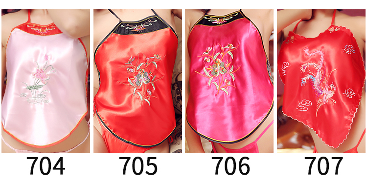 Thêu cổ bụng tạp dề ladies sexy dành cho người lớn bộ cung điện tạp dề dây đai gió quốc gia bộ đồ ngủ 2 dây