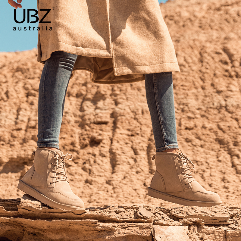 UBZ waterproof snow boots women's 2022 new high tube plus velvet Martin boots outdoor non-slip boots mid tube cotton shoes
