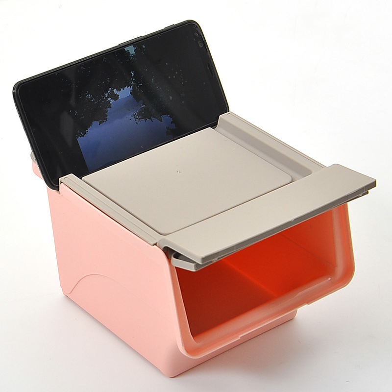Creative desktop sorting trash can lazy people chasing drama can put mobile phone bracket snacks trash can box storage box