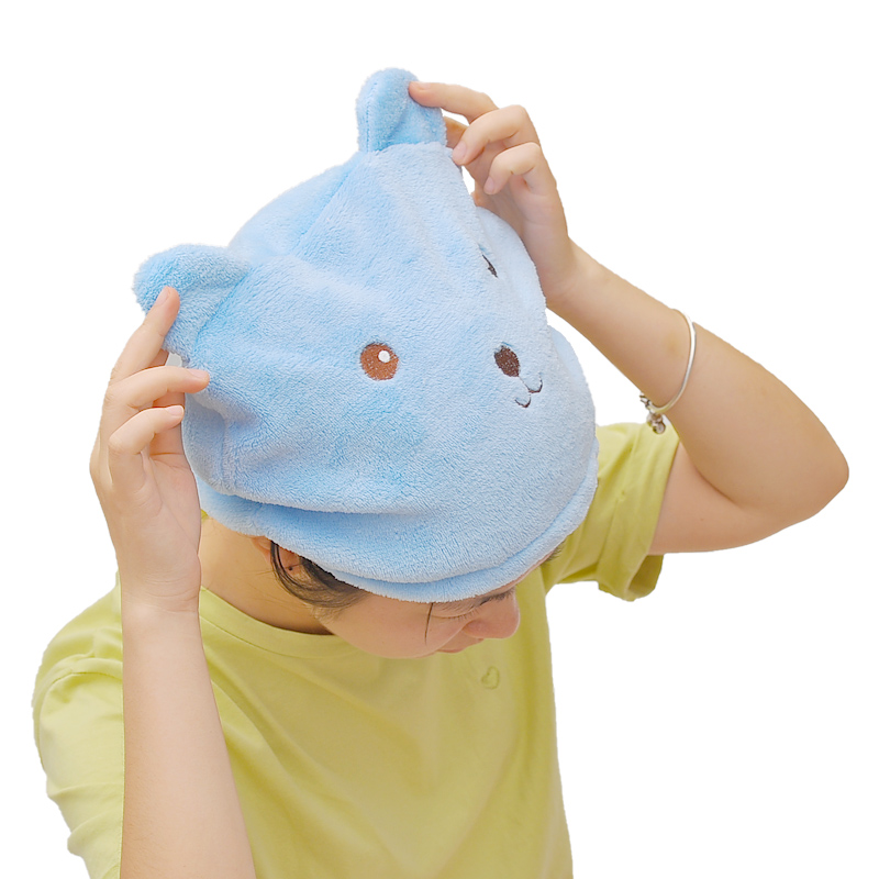 Cute Little Bear Large Size Absorbent Dry Hair Hat Lady Wash Head Speed Dry Coral Suede Hat Baotou Long Hair Dry Hair Towel-Taobao