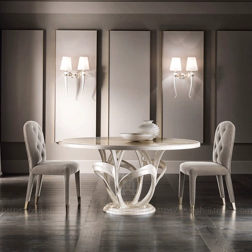 Обеденный стол из натурального мрамора, круглый стол, светильник, роскошный обеденный стол на шесть человек, домашний круглый обеденный стол, диаметр 1,5 метра, обеденный стол