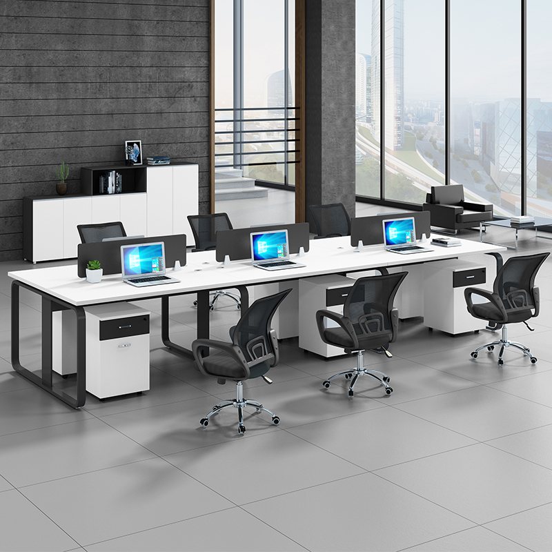 Staff desk simple 4 people four people working space computer desk Guangzhou office furniture table and chair combination 6