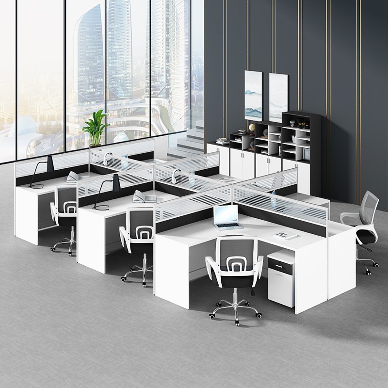 Staff desk screen work space simple table and chair combination four-person card seat office Guangzhou office furniture