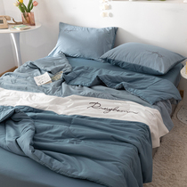 Summer water washing cotton summer cool quilt four-piece set washable air conditioning quilt single Double Summer thin quilt spring and autumn quilt core