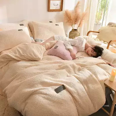 Four-piece cashmere double-sided milk coral velvet winter thickened plush flannel quilt cover suede
