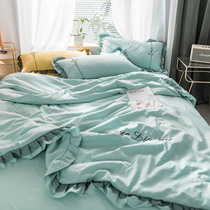 Princess Feng water washing cotton summer cool quilt four-piece set can be machine washed thin quilt single double summer air conditioning summer quilt