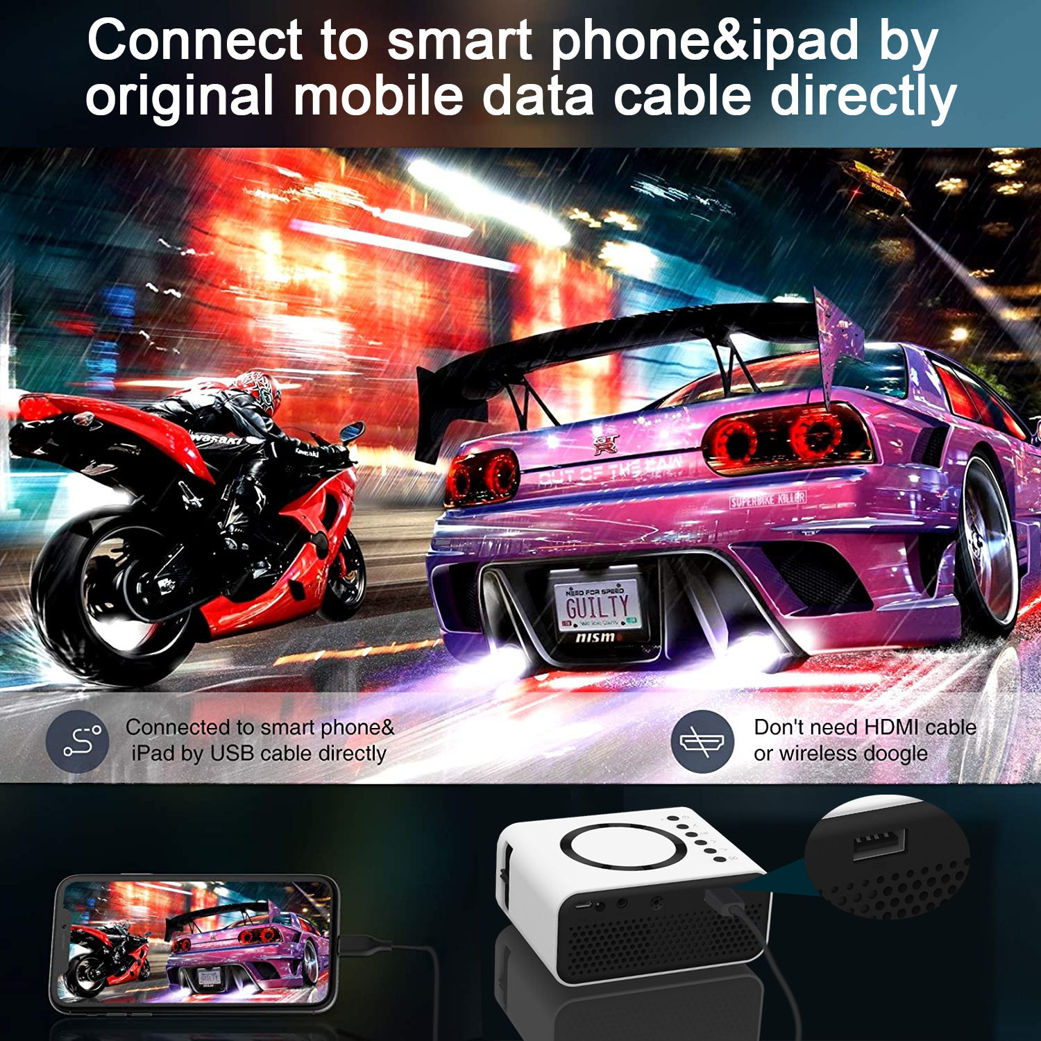 Mini Projector 2-Way Wired and Wireless Same Screen - Product image 8