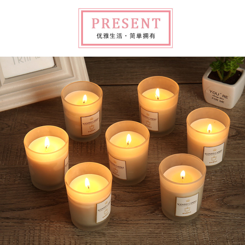 Buy 2 get 1 essential oil scented candle cup scented candle gift box soy candle purifying air smokeless candle