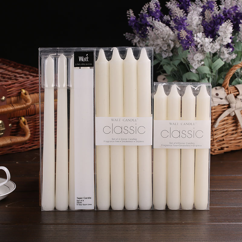 Classic European style smokeless and odorless rod wax romantic wedding ivory white long rod candle