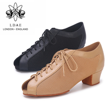 LDAE Latin Teacher Shoe Female Adult Square Root Fish Mouth Breathable Mesh Surface Teacher Shoes Ballroom Dancing Shoes