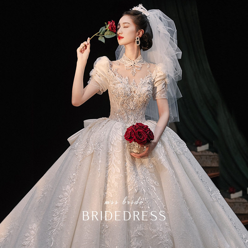Свадебное платье тяжелой промышленности из основной пряжи bride palace wedding luxury из основной пряжи высокого класса French fugitive princess big tail новое высококачественное