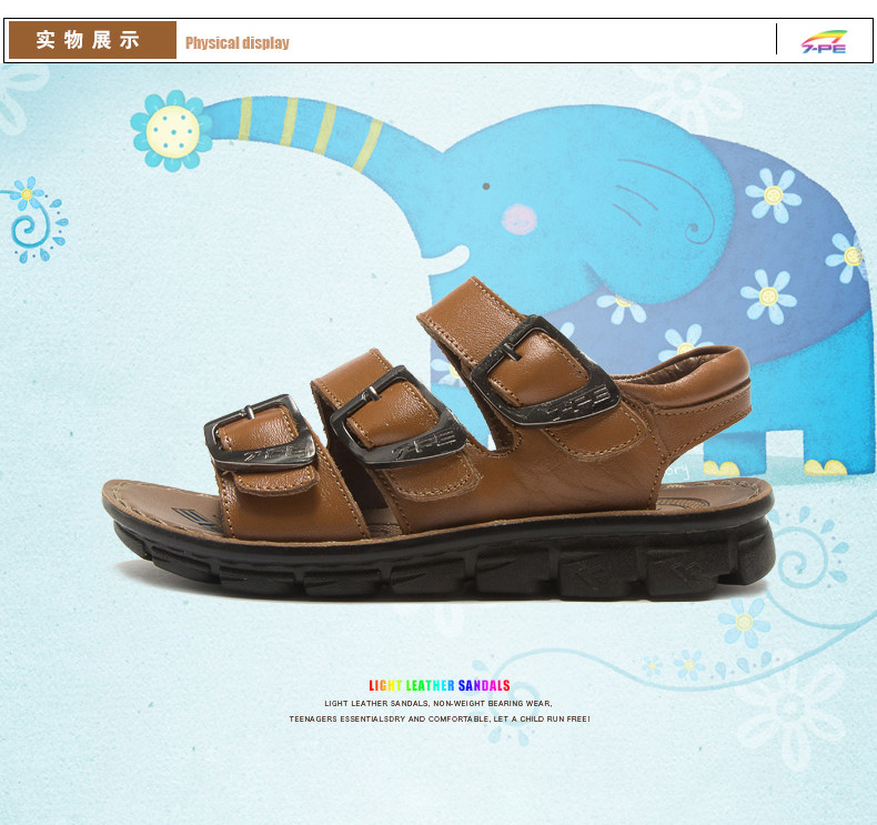 Sandales enfants en cuir orteil suture de voiture pour été - semelle caoutchouc - Ref 1053438 Image 63