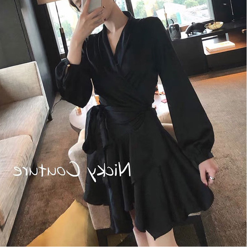 Large size women's autumn clothes net red 2020 new fat sister mm cover belly foreign style slim dress women spring clothes