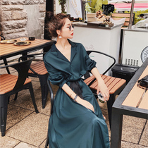 Micro Fat Sister Herben Wind Cover Dress Code Dresses Big Code Women Dress Fat Mm Early Autumn New Display Slim Temperament Long Dress
