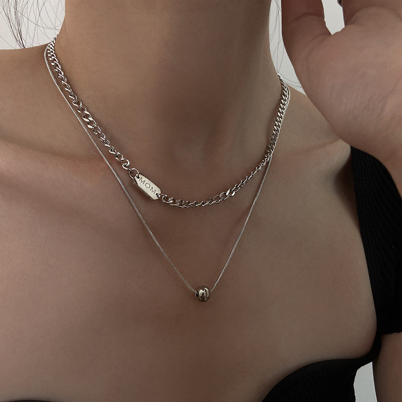双层叠带项链ins冷淡风小众设计感钛钢锁骨链颈链女夏2022年新款详情3