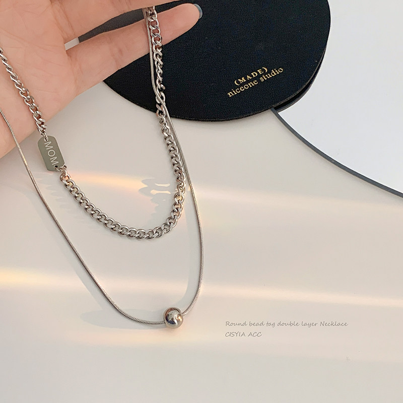 双层叠带项链ins冷淡风小众设计感钛钢锁骨链颈链女夏2022年新款详情7