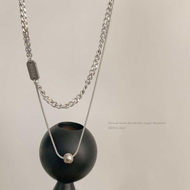 双层叠带项链ins冷淡风小众设计感钛钢锁骨链颈链女夏2022年新款详情4