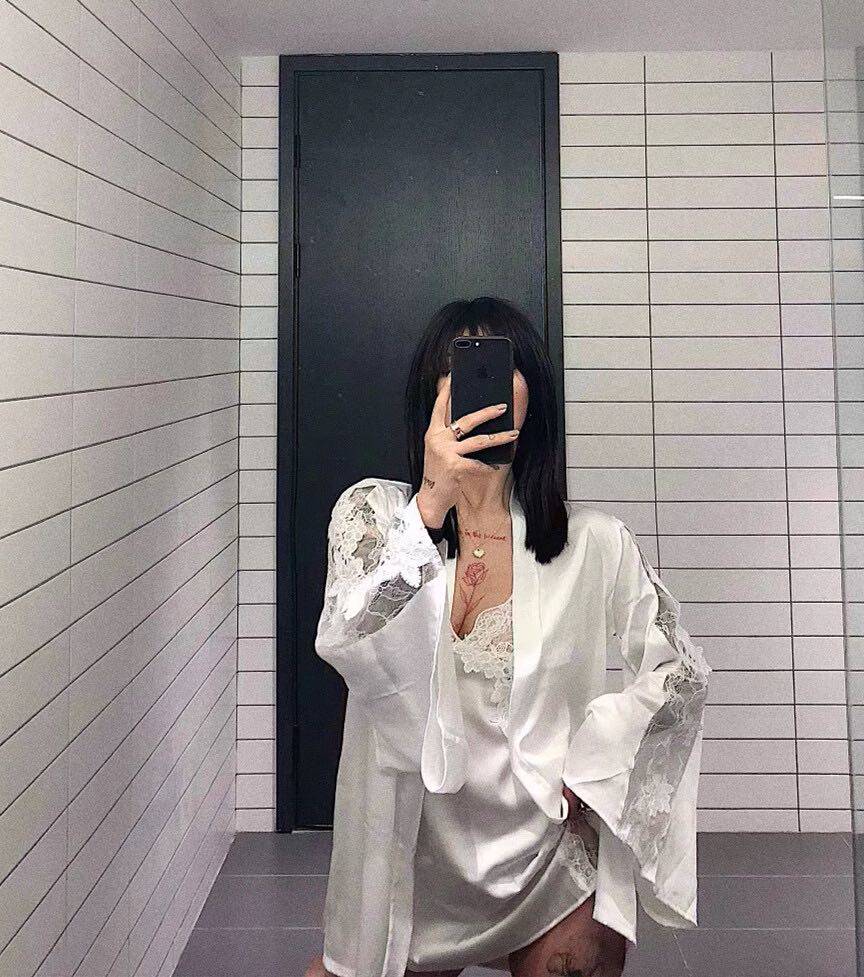 Red Sexy Nightdress Woman Three Piece Silk Hanging Dress Transparent thin dressing gown ice fun mood lace temptation