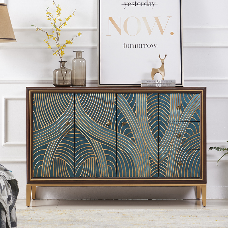 Entrance porch cabinet light luxury style dining cabinet solid wood hallway partition cabinet American shoe cabinet modern minimalist storage bucket cabinet