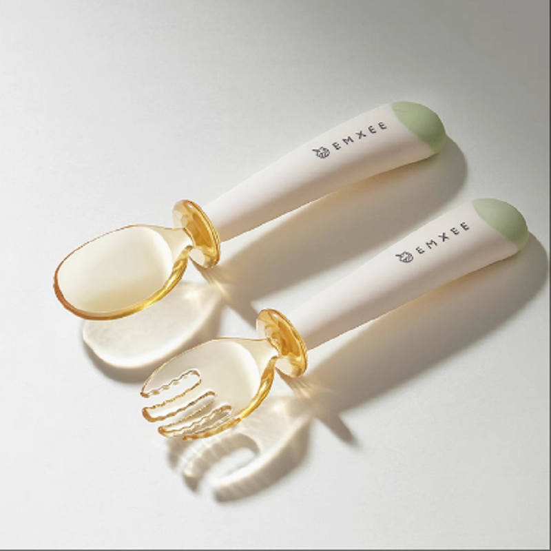 嫚熙宝宝叉勺学吃饭训练勺子婴儿童餐具辅食勺短柄叉勺叉子套装