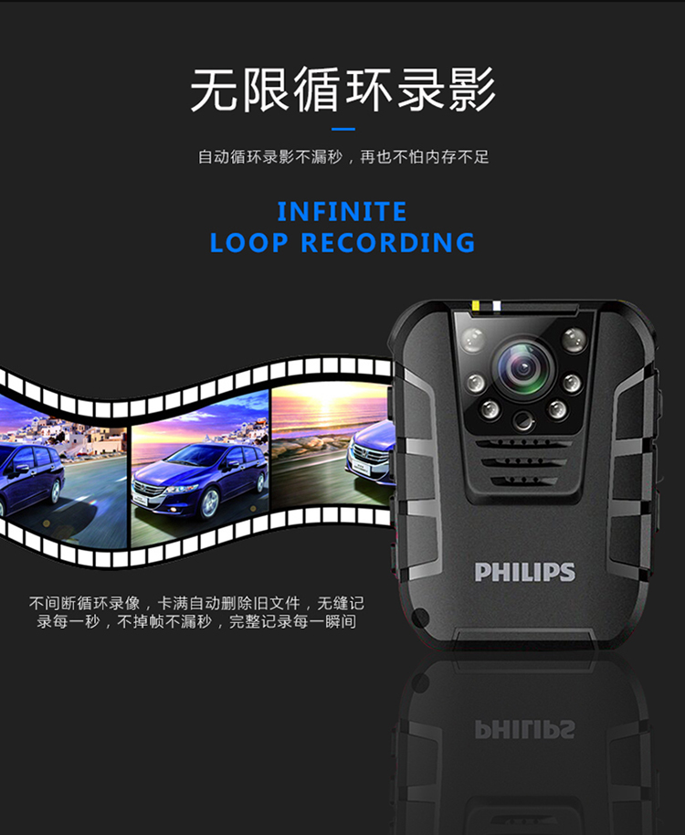 Philips Philips VTR8100 Trợ lý thực thi pháp luật Camera hồng ngoại Tầm nhìn ban đêm Camera HD - Máy quay video kỹ thuật số máy gopro