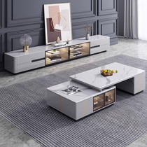 Slate coffee table TV cabinet combination Italian light luxury telescopic Kung Fu tea table living room home multi-functional tea table