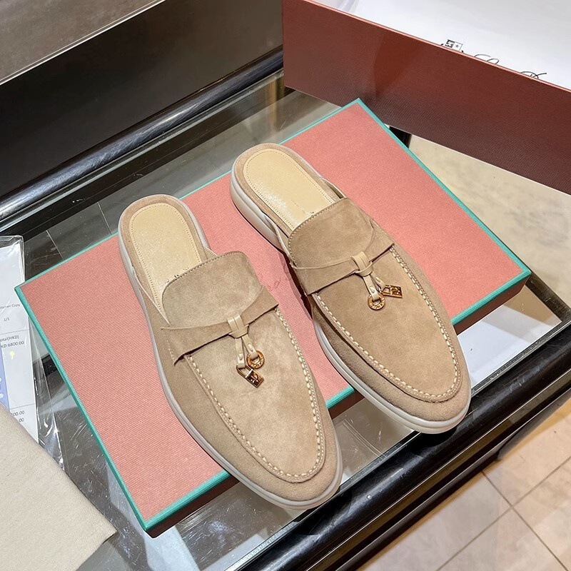 Lazy Half-Slippers for Women, Summer Outdoor Wear, 2025 New Style, Closed-Toe British Style Flat Mules, Slip-On Loafers
