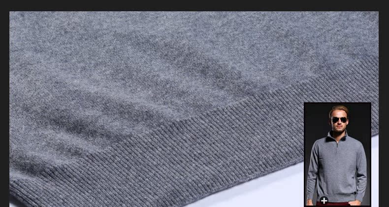 Mi Huang đích thực mùa thu và mùa đông nửa cao cổ áo dây kéo lỏng rắn màu thời trang giản dị cashmere áo len nam tinh khiết cashmere áo len