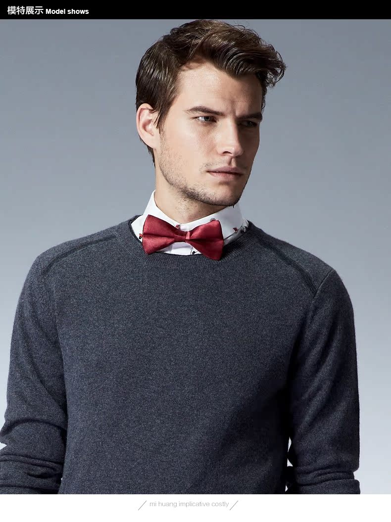 Mihuang mùa thu và mùa đông hoang dã sọc khâu vòng cổ tinh khiết cashmere đáy áo len nam dài tay cashmere áo len nam