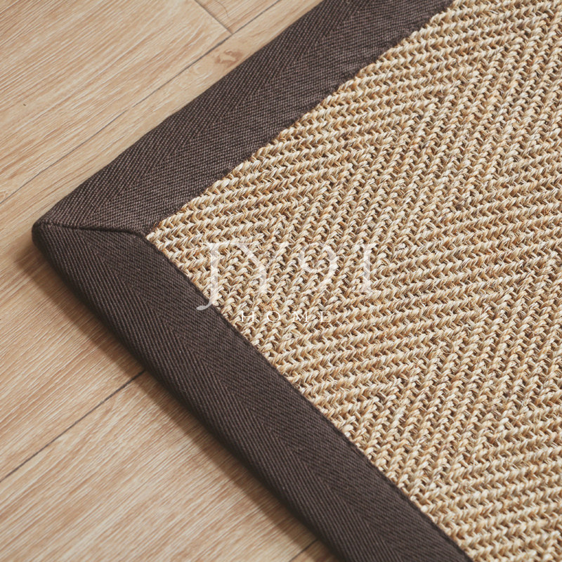 Long Yi Nordic minimalist sisal carpet wabi-sabi wind living room coffee table study tea room bedroom hemp floor mat door mat customization