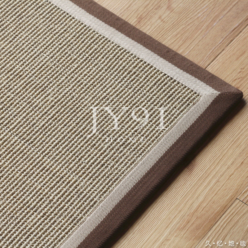 Jiuyi modern minimalist natural sisal carpet home living room coffee table mat environmental protection study tea room hemp floor mat customization