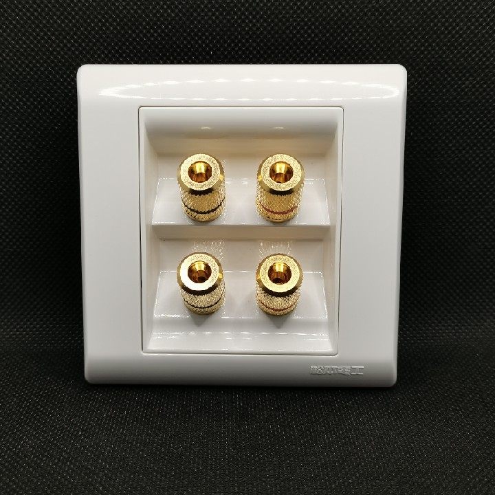 86-type two-position audio socket panel four-head 4-hole speaker line 5 1 surround audio banana head line column socket