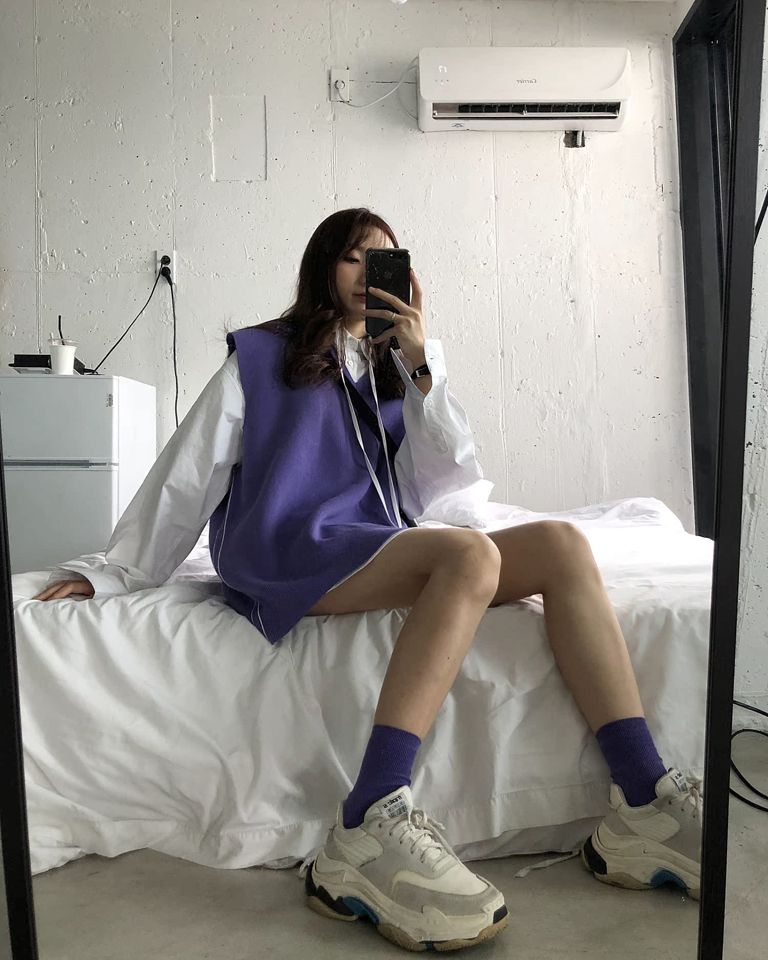 8/21 MPstudios mùa thu phiên bản Hàn Quốc in áo len nam xu hướng lỏng lẻo đơn giản áo khoác len mỏng