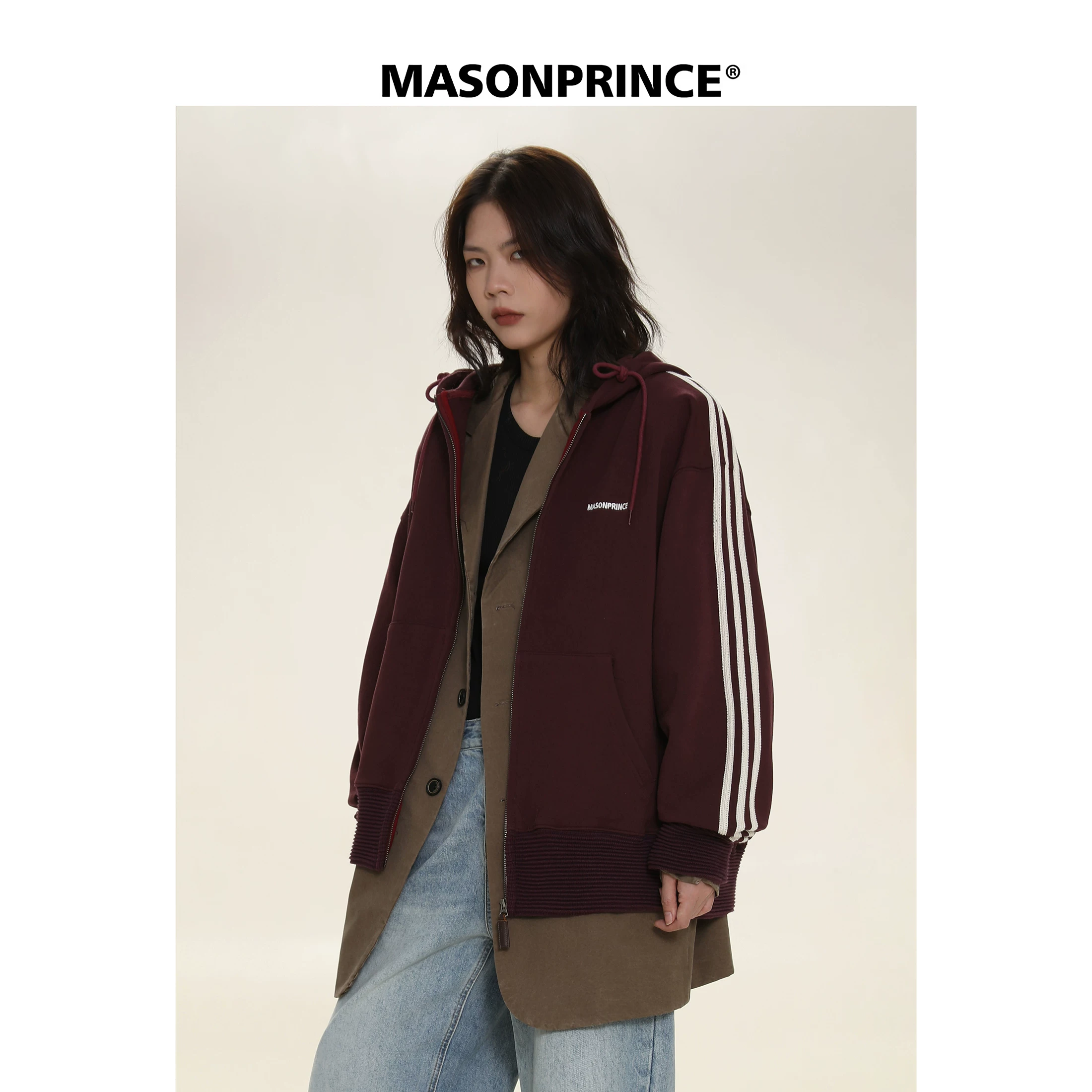 MASONPRINCE Осенний ретро худи, кардиган, американский стиль