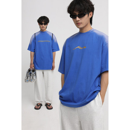 MASONPRINCE retro and future series trendy cotton short-sleeved washed old loose T-shirt men's double-sided wear