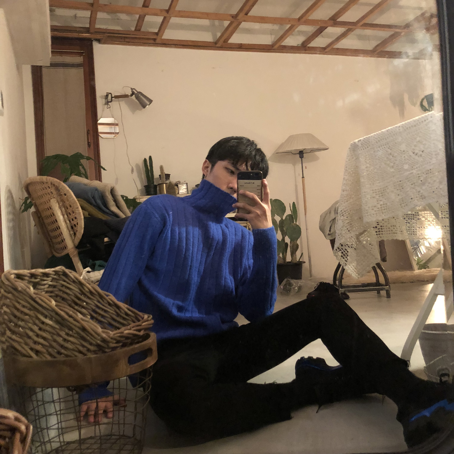 MPstudios 18 mới đến Pit mohair áo len cao cổ nhỏ áo nam đẹp