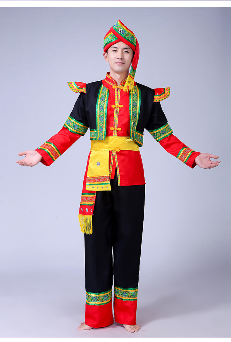 Người lớn mới Zhuang trang phục khiêu vũ nam dân tộc thiểu số Miao trẻ em quần áo hiệu suất cucurbit trang phục lụa