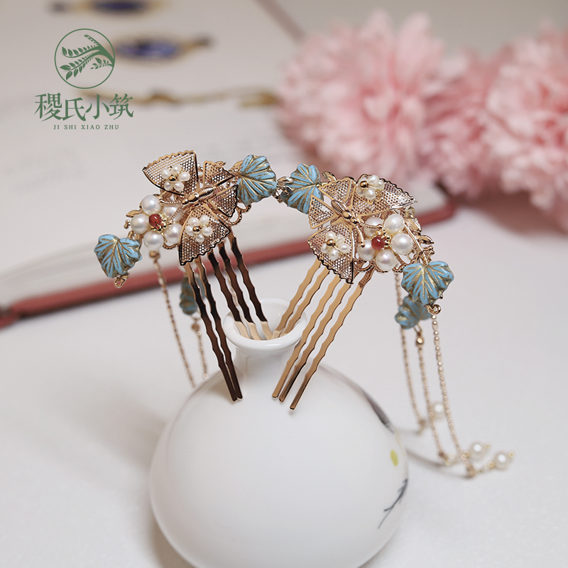 Ji's small Tsukuba heart original vintage ancient wind headwear hair accessories Han serve comb children