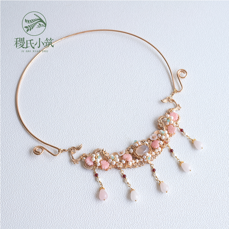 Grass's Little Tsukuba Pink Butterfly Grateful Original Palace Vintage Ancient Wind Necklace Han Fu neckline