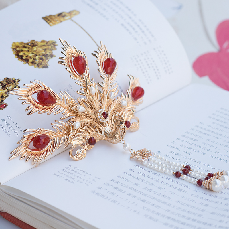 Ji's Xiaozhu Jincuiwei Anniversary original ancient wind crown female retro court headdress Hanfu tassel crown