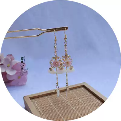 Ji's Xiaozhu Ji Hanfu Ancient Accessories Classical Hair Accessories Pearl White Butterfly Bay Czech Earrings Ear Clips