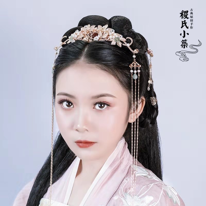 Ji's Xiaozhu Yaofang original handmade classical style palace retro headdress hair accessories Hanfu tassel crown