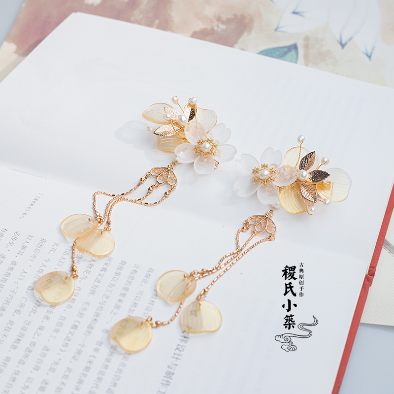 Ji's Xiaozhu evening Camellia Hanfu hairpin original court retro headdress jewelry costume jewelry hairpin