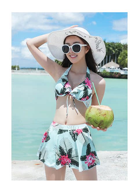 Áo tắm nữ chia váy kiểu cỡ lớn mm mm bikini áo ba lỗ gợi cảm khay thép kích cỡ ngực áo tắm - Bikinis đồ bơi đẹp cho nữ