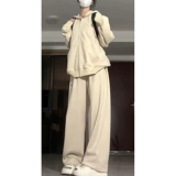 Спортивный костюм, комплект для школьников, ретро абрикосовая толстовка, популярно в интернете