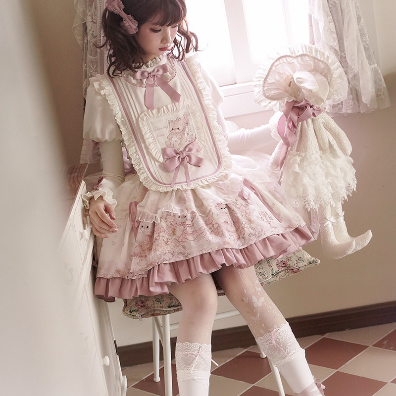 【 In Stock 】 Half-Sugar Cat Balls 【 doll Garden 】 Autumn and Winter doll-like dress Original lolita dress JSK