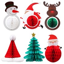 Christmas decorations storefront shop Pendant Honeycomb Balls Christmas Tree Pendants Seniors Snowman Deer Hat Scene Arrangement