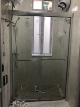 Bathroom glass partition double movable door shower screen one word dry and wet partition shower room two sliding doors customized