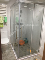 Square diagonal double open shower room bathroom partition sliding door L diagonal moving door shower glass partition shower room