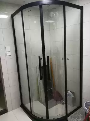 Fan-shaped shower room tempered glass side opening door bathroom dry and wet separation fan type shower partition sliding door customization
